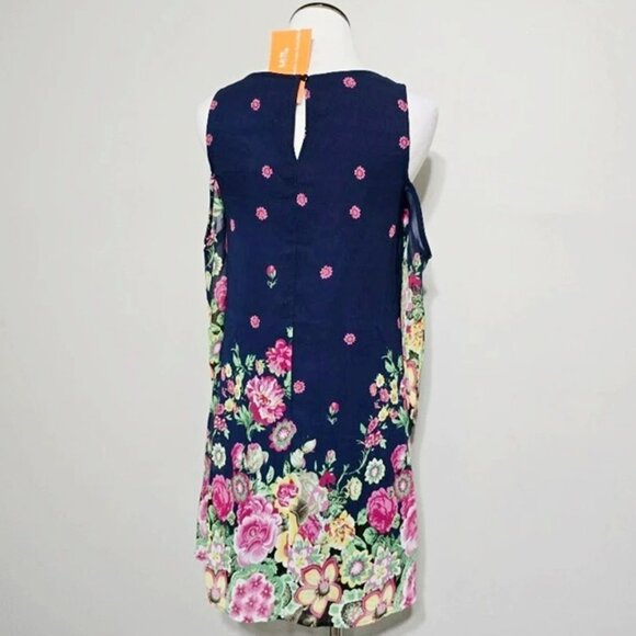 New Mitto Floral Print Dress M Womens Lined Strappy Cold Shoulder 3/4 Sleeve - Picture 8 of 12